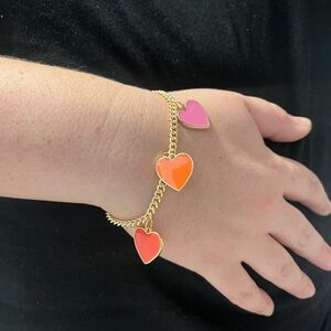 ❤️‍🔥BOGO FREE NEW Gold Heart Charm Bracelet Pink Orange Red Charms boutique